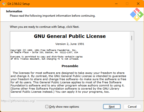 Git のインストーラー画面